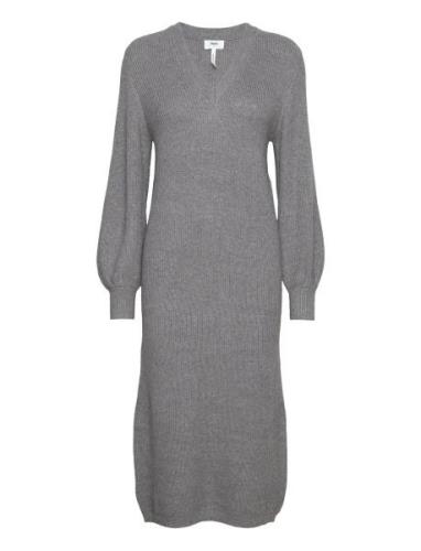 Objmalena L/S Knit Dress Noos Maxiklänning Festklänning Grey Object