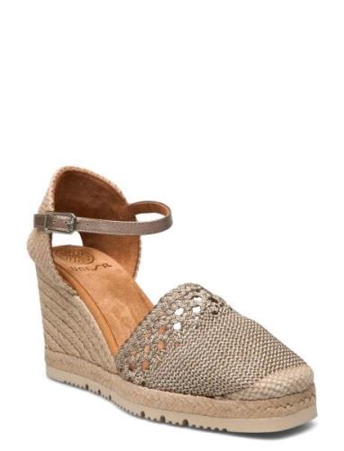 Checkcro Sandalette Med Klack Espadrilles Beige UNISA