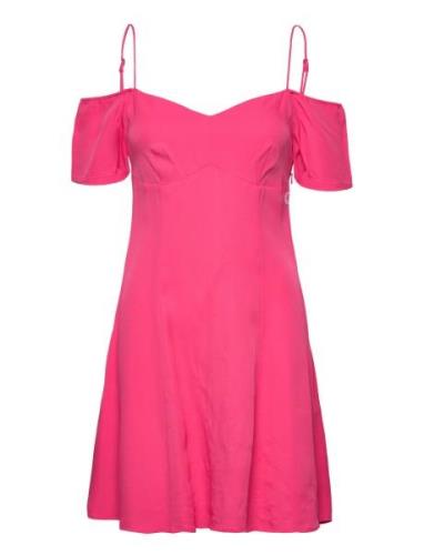 Off Shoulder Mini Dress Kort Klänning Pink Calvin Klein Jeans