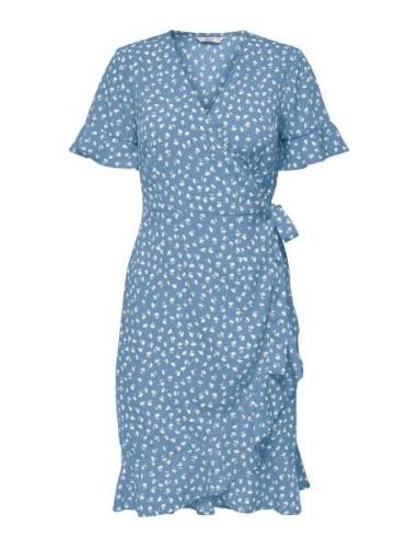 Onlolivia S/S Wrap Dress Wvn Noos Kort Klänning Blue ONLY