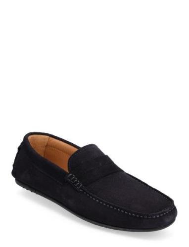 Slhsergio Suede Penny Driving Shoe B Loafers Låga Skor Navy Selected H...