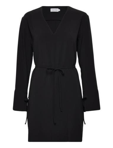 Structure Twill Ls Dress Kort Klänning Black Calvin Klein