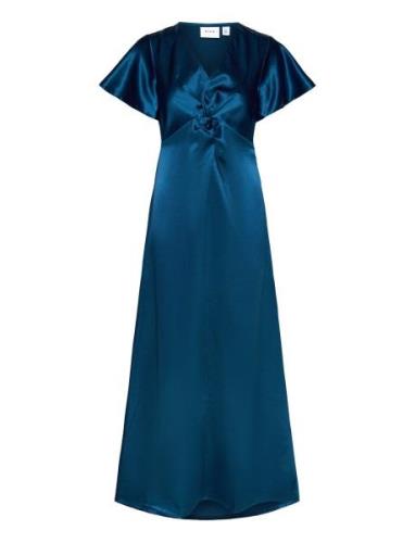 Visittas V-Neck S/S Maxi Dress - Noos Maxiklänning Festklänning Blue V...