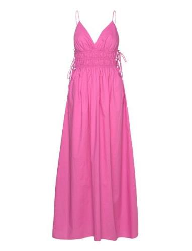 Cotton Dress With Side Ties Maxiklänning Festklänning Pink Mango