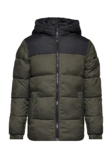 Jjetoby Puffer Hood Sn Jnr Fodrad Jacka Khaki Green Jack & J S