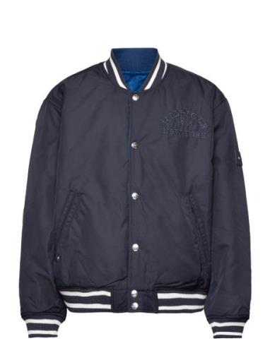 Reversible Jacquard Bomber Bomberjacka Jacka Blue Tommy Hilfiger