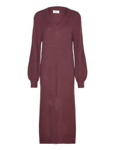 Objmalena L/S Knit Dress Noos Maxiklänning Festklänning Brown Object