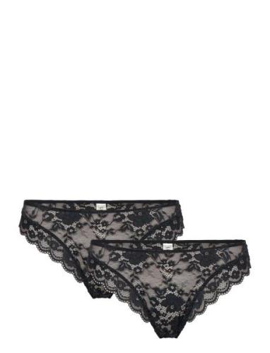 Brief Thong Reg Iris 2 Pack Stringtrosa Underkläder Black Lindex