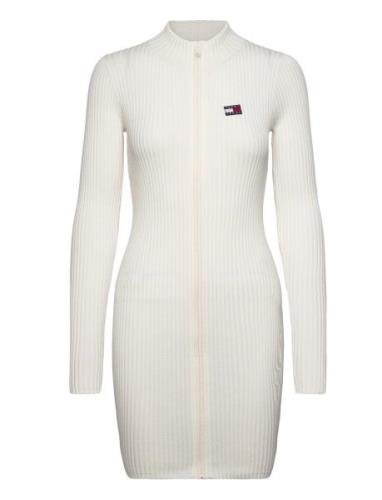 Tjw Badge Zip Sweater Dress Kort Klänning White Tommy Jeans