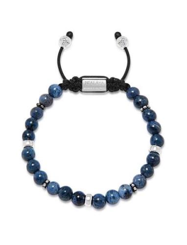 Men's Beaded Bracelet With Blue Dumortierite And Silver Armband Smycke...