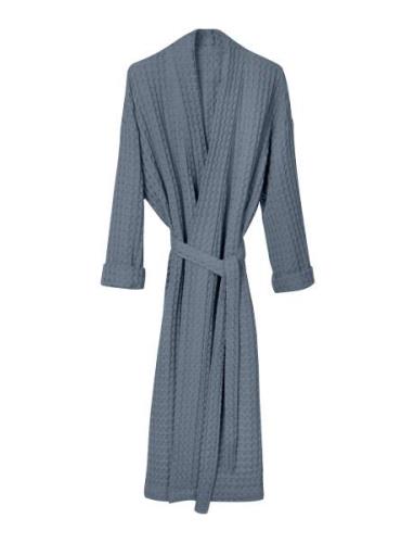 Big Waffle Bathrobe Morgonrock Blue The Organic Company