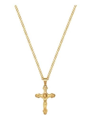Men's Gold Necklace With Crucifix Pendant Halsband Smycken Gold Nialay...