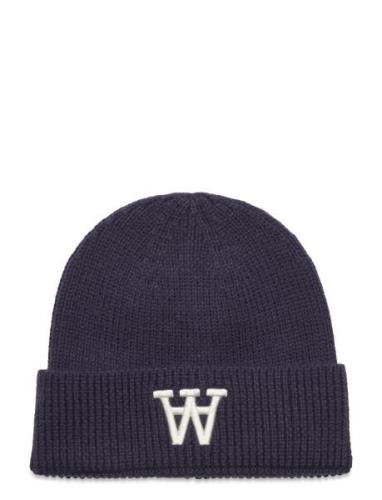 Vin Logo Beanie Accessories Headwear Beanies Navy Double A By Wood Woo...