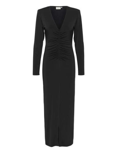 Oda Ls Long Slit Dress Maxiklänning Festklänning Black Gestuz