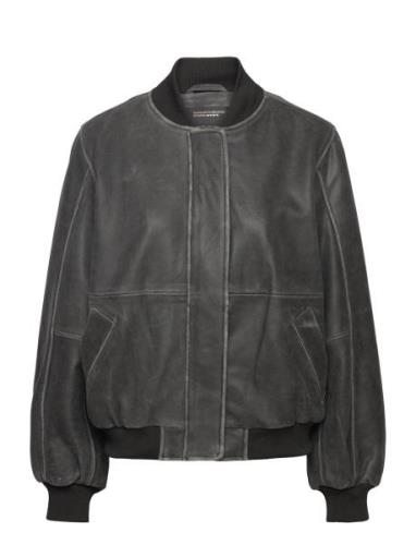 Nmaika L/S Leather Bomber Jacket Läderjacka Skinnjacka Black NOISY MAY