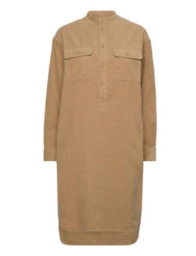 Corduroy Shirtdress Knälång Klänning Beige Polo Ralph Lauren