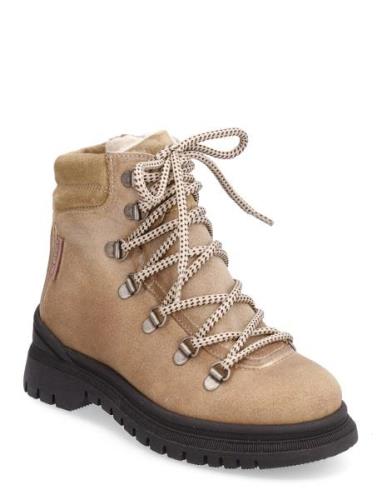 Boots - Flat - With Lace And Zip Vinterkängor Med Snörning Beige ANGUL...