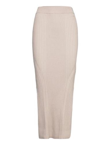 Iconic Rib Maxi Skirt Lång Kjol Beige Calvin Klein