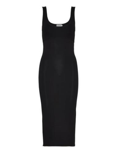 Sensual Knitted Bodycon Dress Knälång Klänning Black Calvin Klein