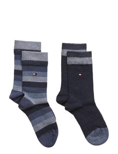Th Kids Basic Stripe Sock 2P Sockor Strumpor Blue Tommy Hilfiger