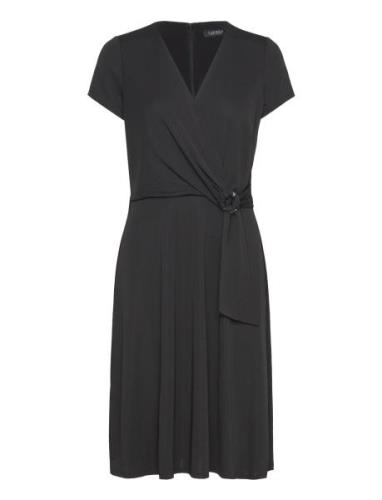 Surplice Jersey Dress Kort Klänning Black Lauren Ralph Lauren