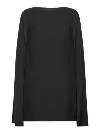 Cape Georgette Cocktail Dress Kort Klänning Black Lauren Ralph Lauren