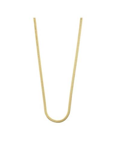 Joanna Recycled Flat Snake Chain Necklace Gold-Plated Accessories Jewe...