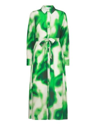 Slfclaudine Ls Ankle Shirt Dress B Knälång Klänning Green Selected Fem...