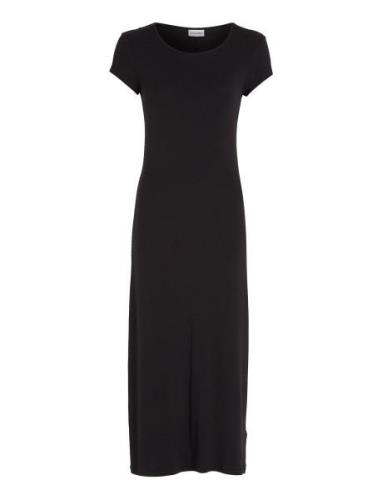 Modal Rib Cap Sleeve Dress Knälång Klänning Black Calvin Klein