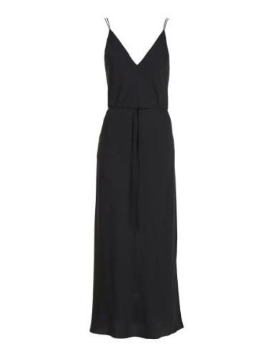 Recycled Cdc Midi Slip Dress Knälång Klänning Black Calvin Klein