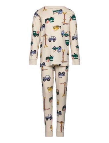 Pajama Cars Dinos Pyjamas Set Beige Lindex
