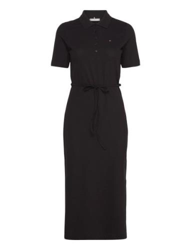 Reg Breton Midi Polo Dress Ss Knälång Klänning Black Tommy Hilfiger