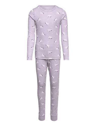 Nmfnightset Lavender Unicorn Rib Noos Pyjamas Set Purple Name It
