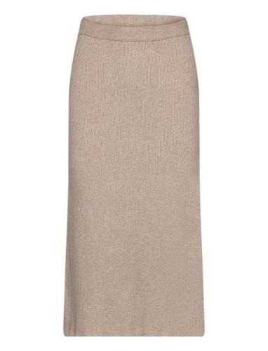 Vicomfy A-Line Knit Skirt- Noos Knälång Kjol Beige Vila