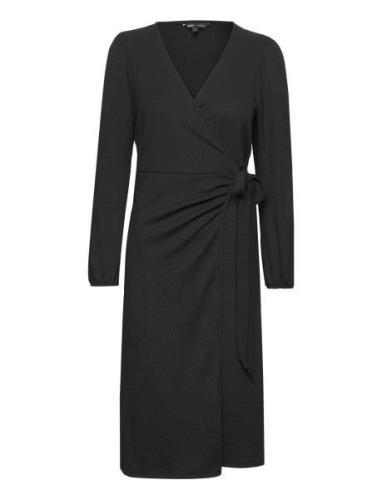 Onlmerle L/S Wrap Midi Dress Jrs Knälång Klänning Black ONLY