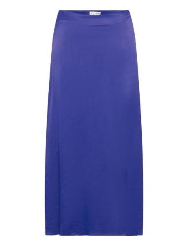 Skirt Midi Satin Knälång Kjol Blue Tom Tailor