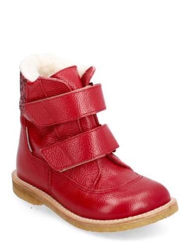 Boots - Flat - With Velcro Vinterkängor Med Kardborreband Red ANGULUS
