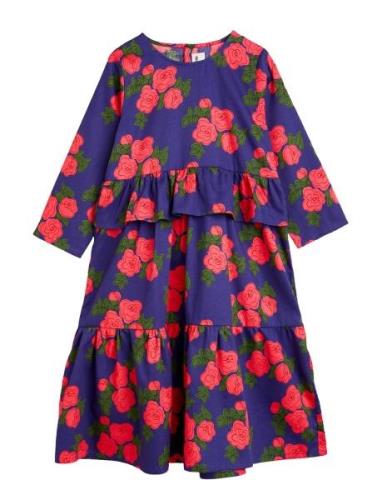 Mini Rodini Roses Aop Woven Frill Dress Blå