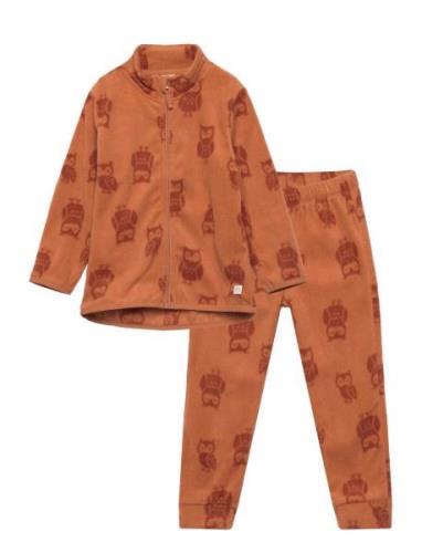 Set Microfleece Outerwear Fleece Outerwear Fleece Suits Brown Lindex