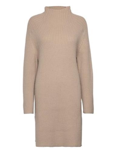 Kathora Knit Dress Knälång Klänning Beige Kaffe