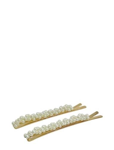 Fiora Pearl Pins Gold 2Pcs Accessories Hair Accessories Hair Pins Whit...