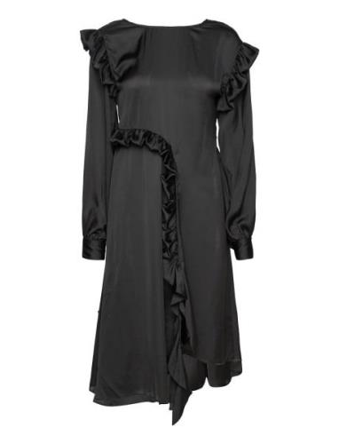 Light Satin Draped Dress Knälång Klänning Black REMAIN Birger Christen...