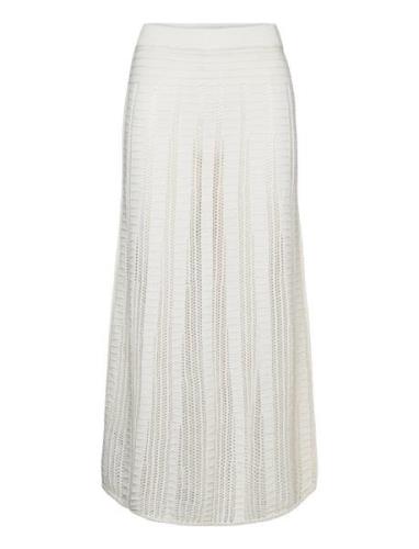 Knitted Skirt With Openwork Details Lång Kjol White Mango