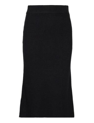 Objmalena Knit Skirt Knälång Kjol Black Object