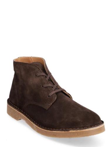 Slhriga New Suede Desert Boot B Snörade Stövlar Brown Selected Homme