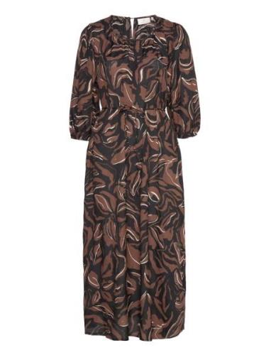 Kadorita Dress Knälång Klänning Brown Kaffe