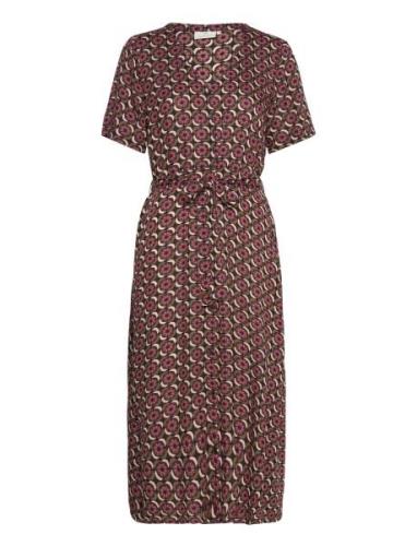 Kamarta Long Dress Knälång Klänning Brown Kaffe