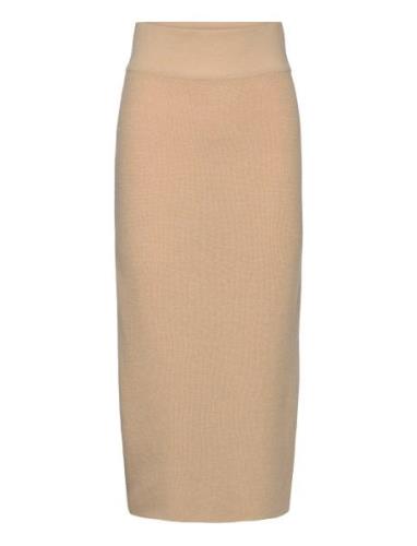 Edmee Knit Skirt Knälång Kjol Beige Andiata