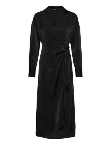 Onlmille L/S Midi Dress Ptm Knälång Klänning Black ONLY