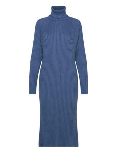 Yasmavi Knit Midi Rollneck Dress Noos Knälång Klänning Blue YAS